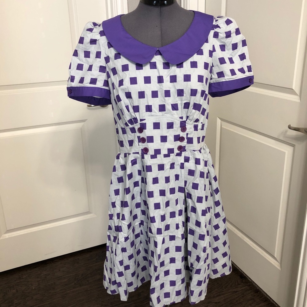 Preppy Gray and Purple Plaid Dress